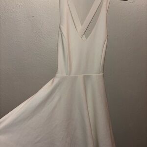 Lulu's Ivory V-Neck Fit & Flare Wedding Dress